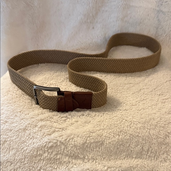 Men's Tan Woven Belt with Marlin Embossed Brown Leather Trim L/XL by Panama Jack - Picture 2 of 4